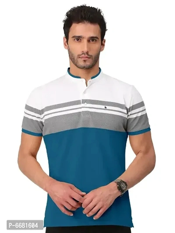 Cotton Blend Chinese Collor Tshirt  - M
