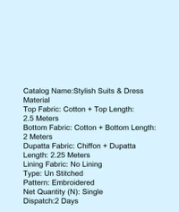 Cotton Embroidered Dress Material 