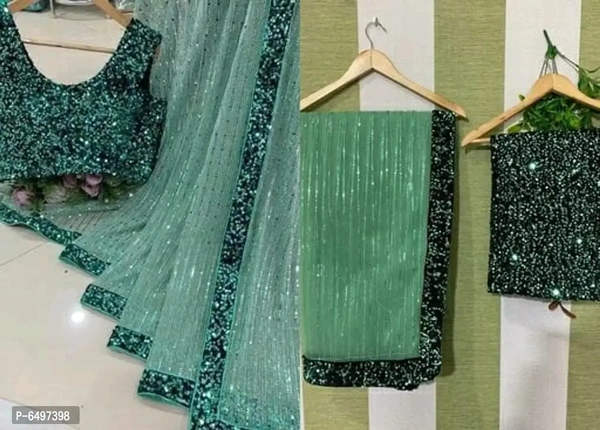 Net Embroidered Saree With Blouse Piece 