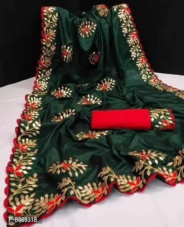 Art Silk Saree Embroidered With Blouse Piece 
