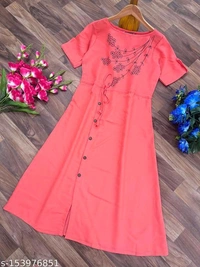 Designer Slub Cotton Fully Stitched Anarkali Kurti For Women - Similar Products Available, M