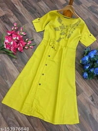 Designer Slub Cotton Fully Stitched Anarkali Kurti For Women - Similar Products Available, 2xl