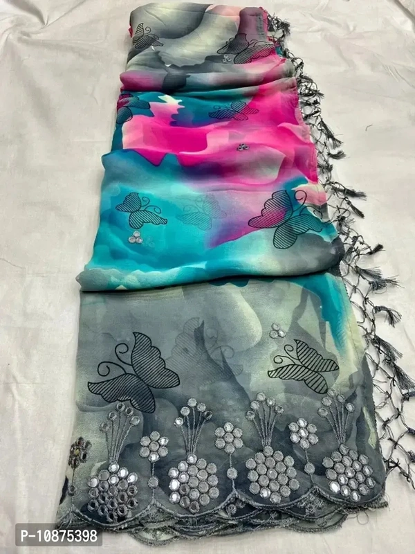 Art Silk Mirror Work Saree With Blouse Piece  - Similar Products Available