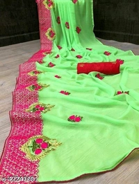 Georgette Embroidered Saree With Blouse Piece  - Similar Products  Available