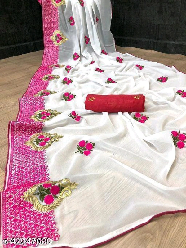 Georgette Embroidered Saree With Blouse Piece 