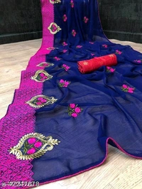 Georgette Embroidered Saree With Blouse Piece  - Similar Products Available