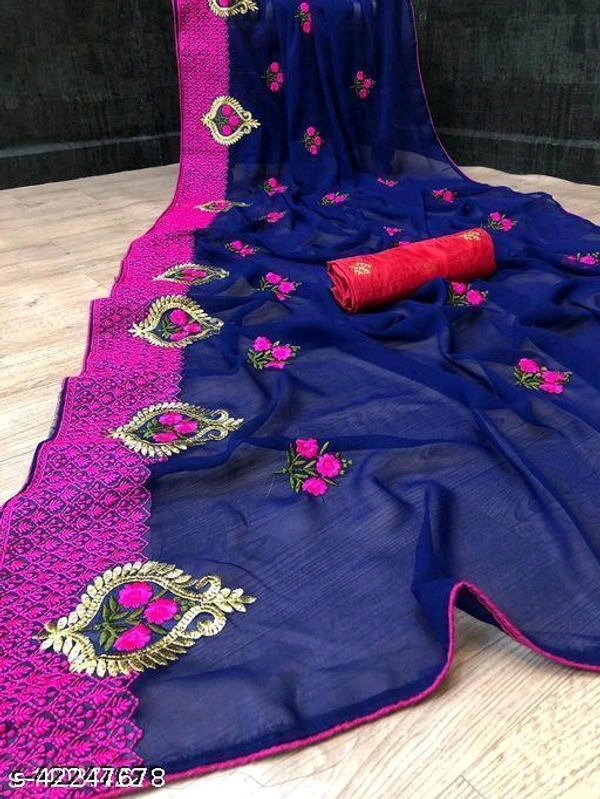 Georgette Embroidered Saree With Blouse Piece  - Similar Products Available