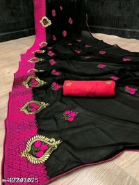 Georgette Embroidered Saree With Blouse Piece  - Similar Products Available