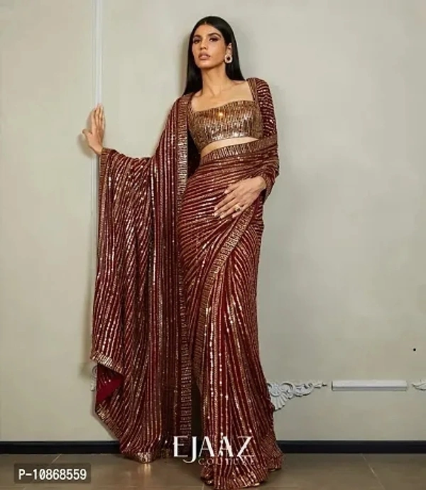 Georgette Embroidered Saree With Blouse Piece 