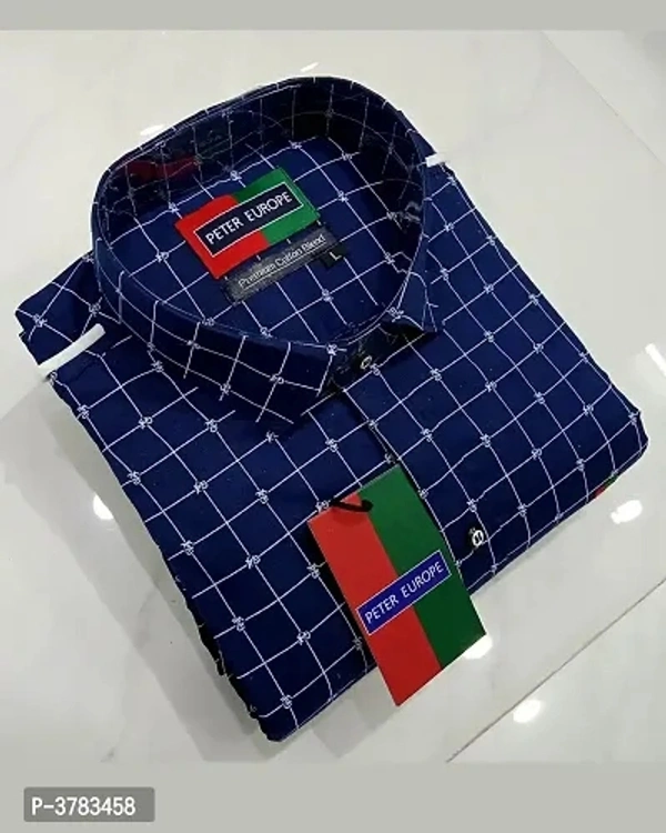 Cotton Checked Long Sleeves Slim Fit Shirt - M