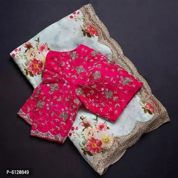 Silk Blend Embroidered Saree