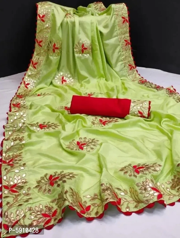 Art Silk Saree Embroidered With Blouse Piece 