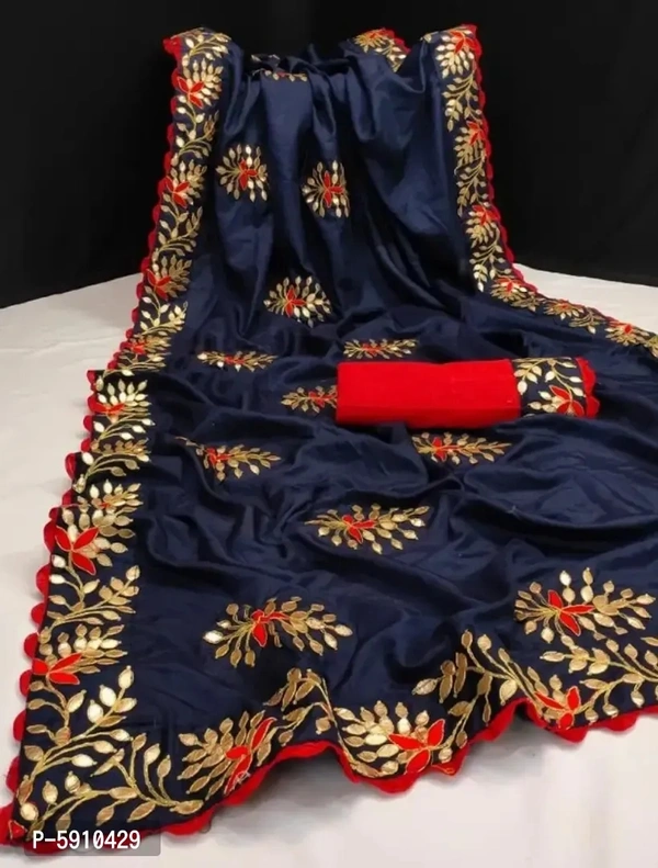 Art Silk Saree Embroidered With Blouse Piece 