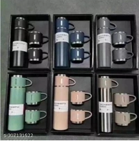 Stainless Steel Vacumm Flask Set With 3 Steel - 1 PCS