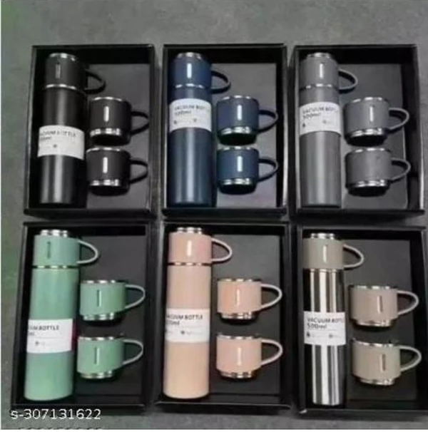 Stainless Steel Vacumm Flask Set With 3 Steel - 1 PCS