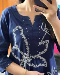 KDJ 5955 Dori embroidery work Cotton Suit Set - XL-42