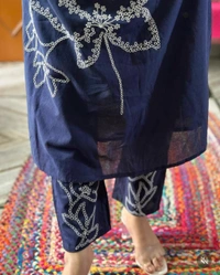 KDJ 5955 Dori embroidery work Cotton Suit Set - XL-42
