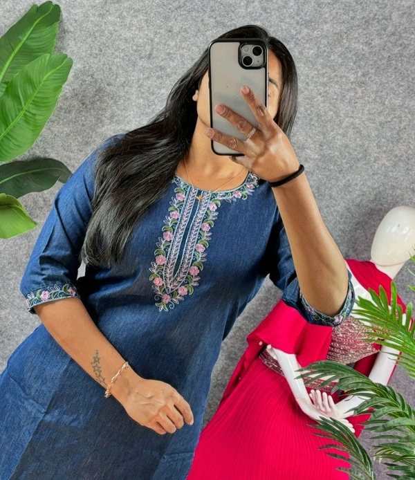 SF5 5638 New Cord Set Pure denim cotton with handwork paired  New Embriodery - L-40