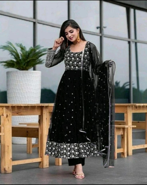 SF5 5639 RAYON Cotton *Kurtis pant duppta*
 *Embroidery work and with less* - M-38