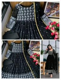SF5 5639 RAYON Cotton *Kurtis pant duppta*
 *Embroidery work and with less* - M-38