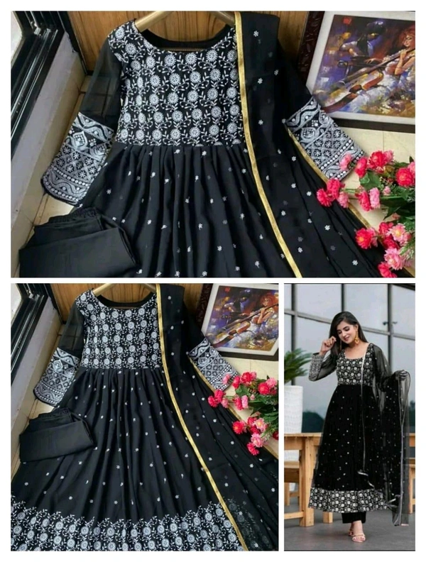 SF5 5639 RAYON Cotton *Kurtis pant duppta*
 *Embroidery work and with less* - M-38