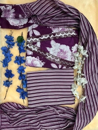SF5 5641 Pure fine Cotton fabric Havy Embroidery Work Kurti with Pant with cotton  Dupatta
 - Purple, 2XL-44