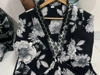 SF5 5641 Pure fine Cotton fabric Havy Embroidery Work Kurti with Pant with cotton  Dupatta
 - Black, 3XL-46
