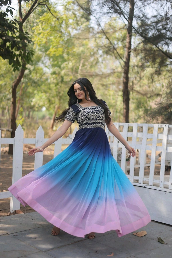 DSS 5642 DESIGNER READYMADE GOWN 
 Faux Blooming with Embroidery Zari Sequins-work  - M-38