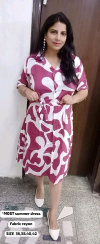 KD18  5644 *MOST Summer Reyon Dress 
Self belt 
 - Maroon, 38