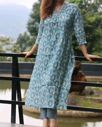 LCJ 5646 NEW Presenting Beautiful Heavy quality cotton Fabric designer festive wear kurti  and pant - Blue, L-40