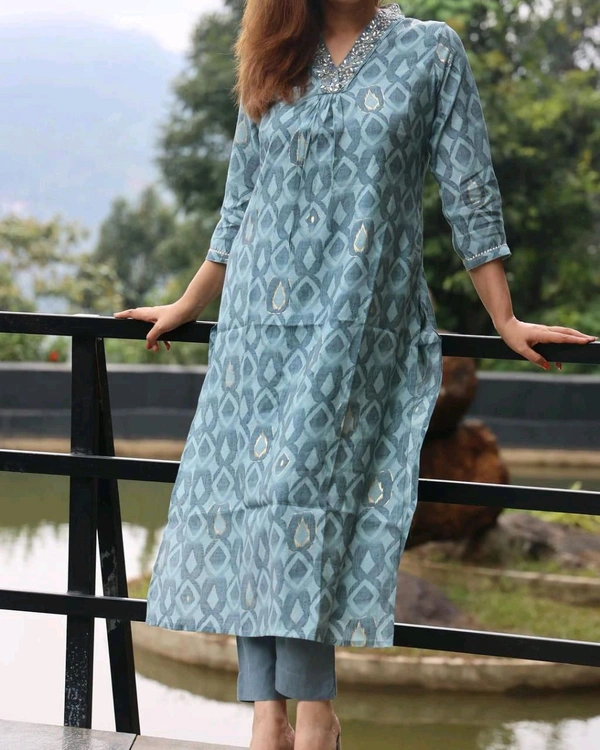 LCJ 5646 NEW Presenting Beautiful Heavy quality cotton Fabric designer festive wear kurti  and pant - Blue, L-40