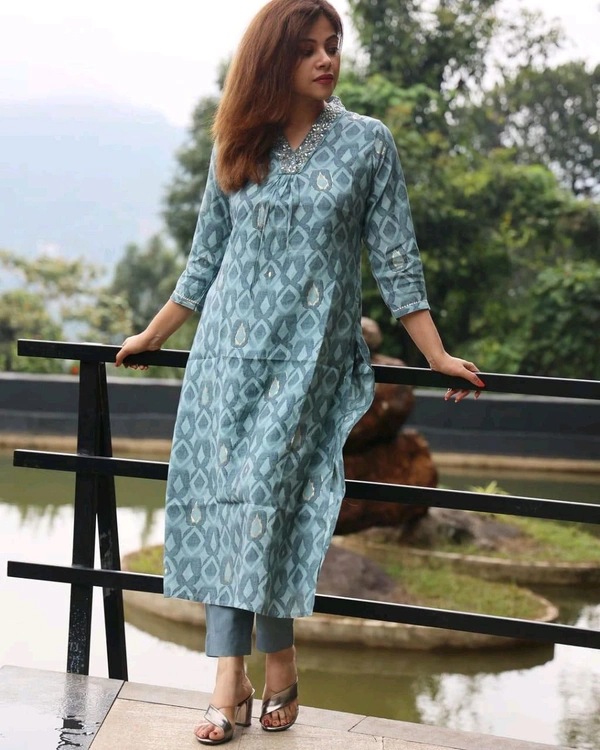 LCJ 5646 NEW Presenting Beautiful Heavy quality cotton Fabric designer festive wear kurti  and pant - Blue, 2XL-44