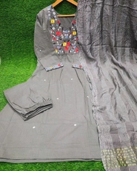 LCJ 5649 *NEW Very Beautiful 3ps Set 
cotton fabric Anarkali kurti pant and dupatta. - XL-42