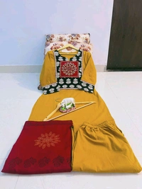 LCJ 5650 NEW FULL EMBROIDERY YOKE STRAIGHT KURTI  PANT MALMAL DUPATTA ARRIVAL 
 - 2XL-44