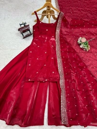 DSS 5854 KD
 New Satin  JIMI CHOO Kurta Plazo Set
Work  thread with Sequnce 


 - L-40