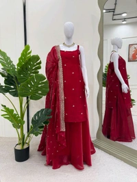 DSS 5854 KD
 New Satin  JIMI CHOO Kurta Plazo Set
Work  thread with Sequnce 


 - XL-42