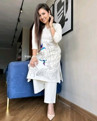 SF5  5651 *New in festive aari work kurta Plazzo set. beautiful Hand Work  - L-40