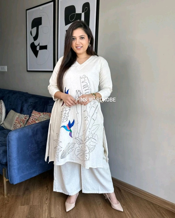 SF5  5651 *New in festive aari work kurta Plazzo set. beautiful Hand Work  - 2XL-44