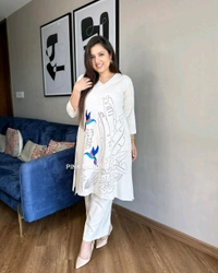 SF5  5651 *New in festive aari work kurta Plazzo set. beautiful Hand Work  - 2XL-44