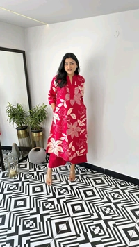 LCJ 5656  New Stylish  rayon  kottan kurti pant set 
 - pink, 2XL-44