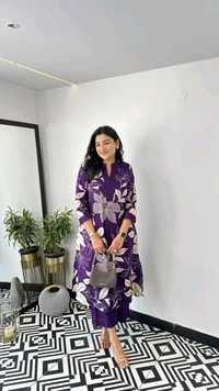 LCJ 5656  New Stylish  rayon  kottan kurti pant set 
 - Purple, M-38