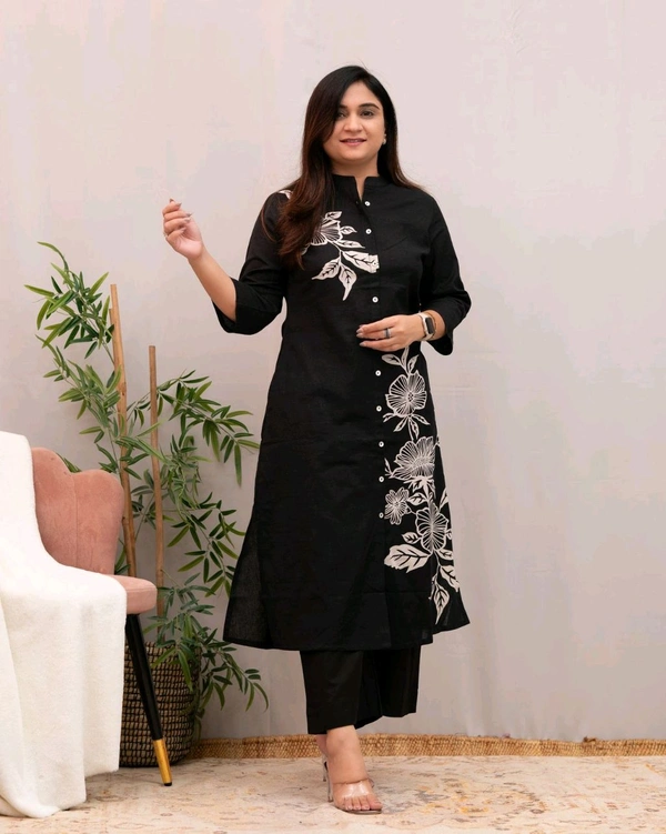 JKW 5658 
*New arrival pure Premium Rayon Cotton Kurti With Pant - Black, M-38