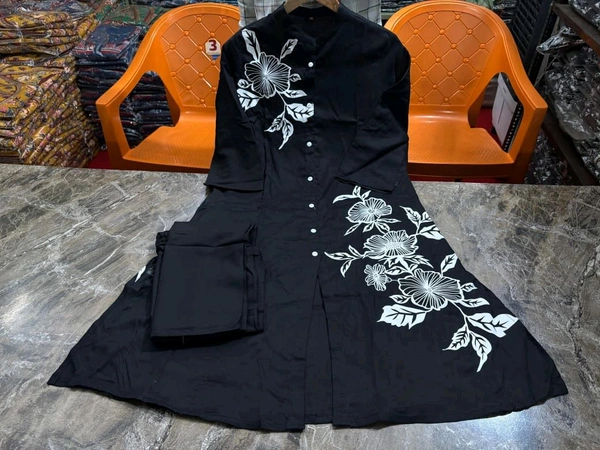 JKW 5658 
*New arrival pure Premium Rayon Cotton Kurti With Pant - Black, L-40