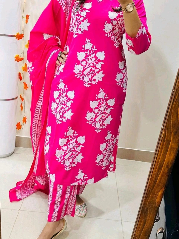 LCJ 5659 New Heavy Cotton Kurta Pant Dupatta  Sequence Work 
 - pink, 2XL-44