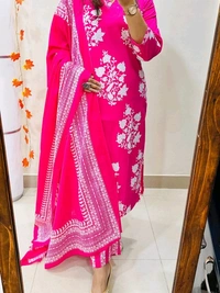 LCJ 5659 New Heavy Cotton Kurta Pant Dupatta  Sequence Work 
 - pink, 3XL-46