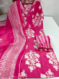 LCJ 5659 New Heavy Cotton Kurta Pant Dupatta  Sequence Work 
 - pink, 3XL-46
