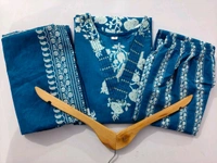 LCJ 5659 New Heavy Cotton Kurta Pant Dupatta  Sequence Work 
 - Blue, 2XL-44