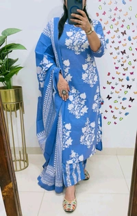 LCJ 5659 New Heavy Cotton Kurta Pant Dupatta  Sequence Work 
 - sky  Blue, 2XL-44