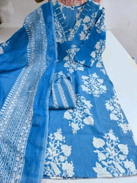 LCJ 5659 New Heavy Cotton Kurta Pant Dupatta  Sequence Work 
 - sky  Blue, 3XL-46