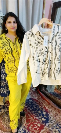 KD18  5660  Mul Cotton  Embroidery cord set 
Both side pocket 
  - Light yellow, M-38